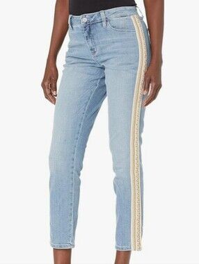 Laurie Felt Embellished Stripe Girlfriend Jeans